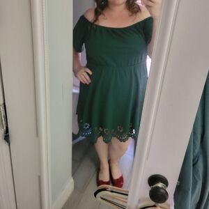 Shein Elegant Green Off Shoulder Dress Empire Waist 2xl 2x